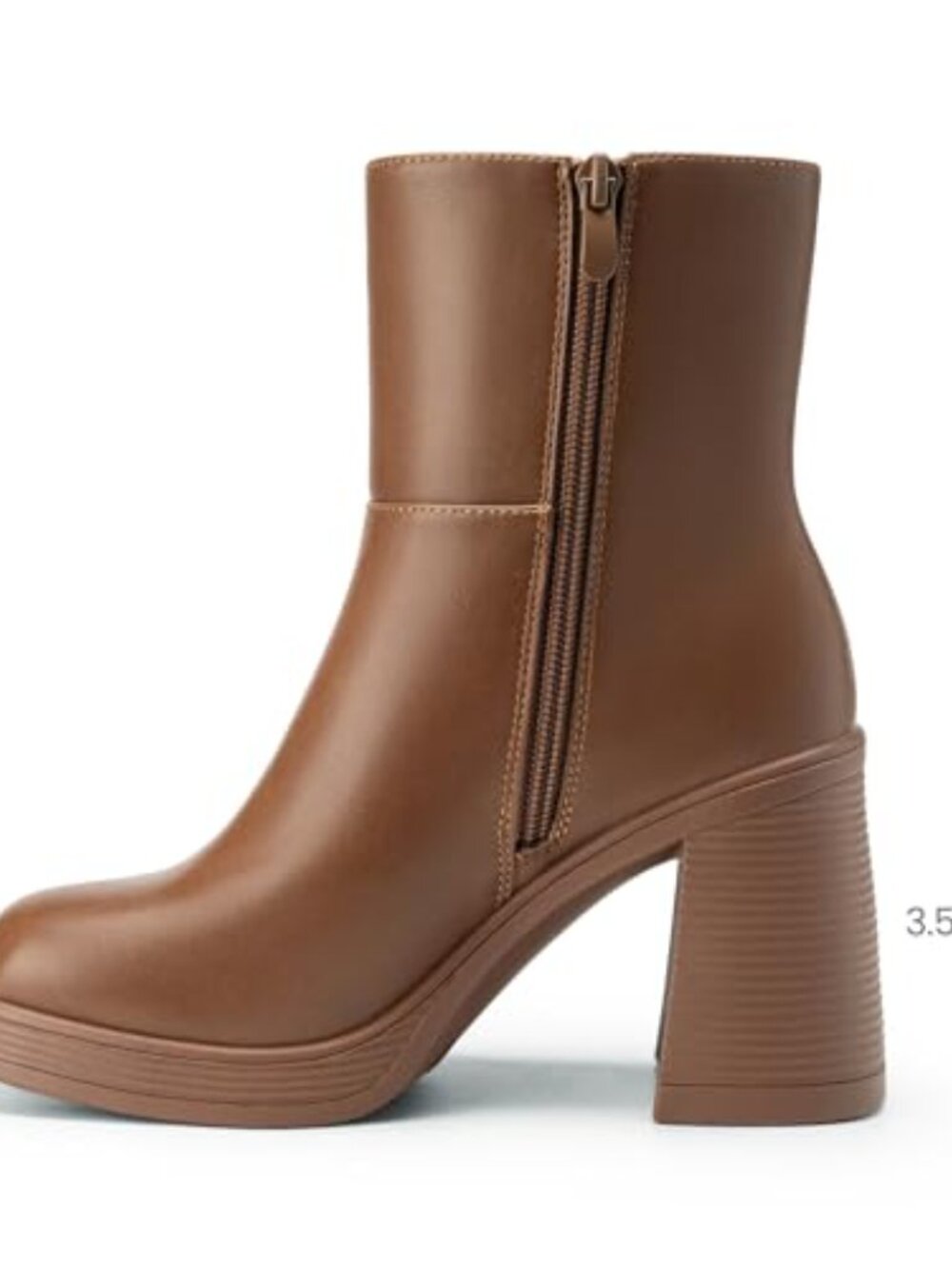 Platform Ankle Boots Chunky Heel Square Toe Booties Side Zipper Non-Slip - Picture 4 of 7